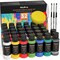 Nicpro 32 Colors Outdoor Acrylic Paint Bulk with Brush and Sponge, Knife, Non-Toxic Paint for Multi-surface Rock, Wood, Fabric, Leather, Crafts, Canvas, Shoes and Wall Painting